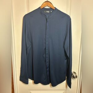 Women’s Murano Liquid Luxury Slim Fit Navy Long Sleeve Shirt-Size XL 100% Cotton